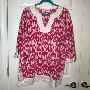 Pink and White Tunic/Swimsuit Cover Up